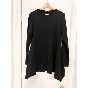 Luukaa Lagenlook Tunic Top Asymmetrical Hem Black Size 10